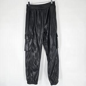 Generation Love Vegan Black Leather Cargo Joggers Ankle Zipper Size S